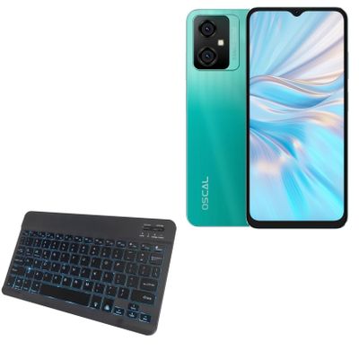 BoxWave Keyboard Compatible with Blackview Oscal C70 - SlimKeys Bluetooth Keyboard - with Backlight, Portable Slim LED 7 Colors - Jet Black
