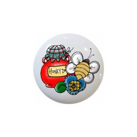 Bumble Bears Country Bear Bees on 1.5" DECORATIVE Glossy CERAMIC Dresser Drawer PULLS Cabinet Cupboard KNOBS (03)