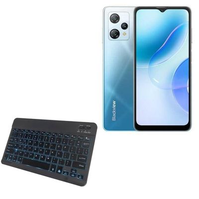 BoxWave Keyboard Compatible with Blackview A53 - SlimKeys Bluetooth Keyboard - with Backlight, Portable Slim LED 7 Colors - Jet Black