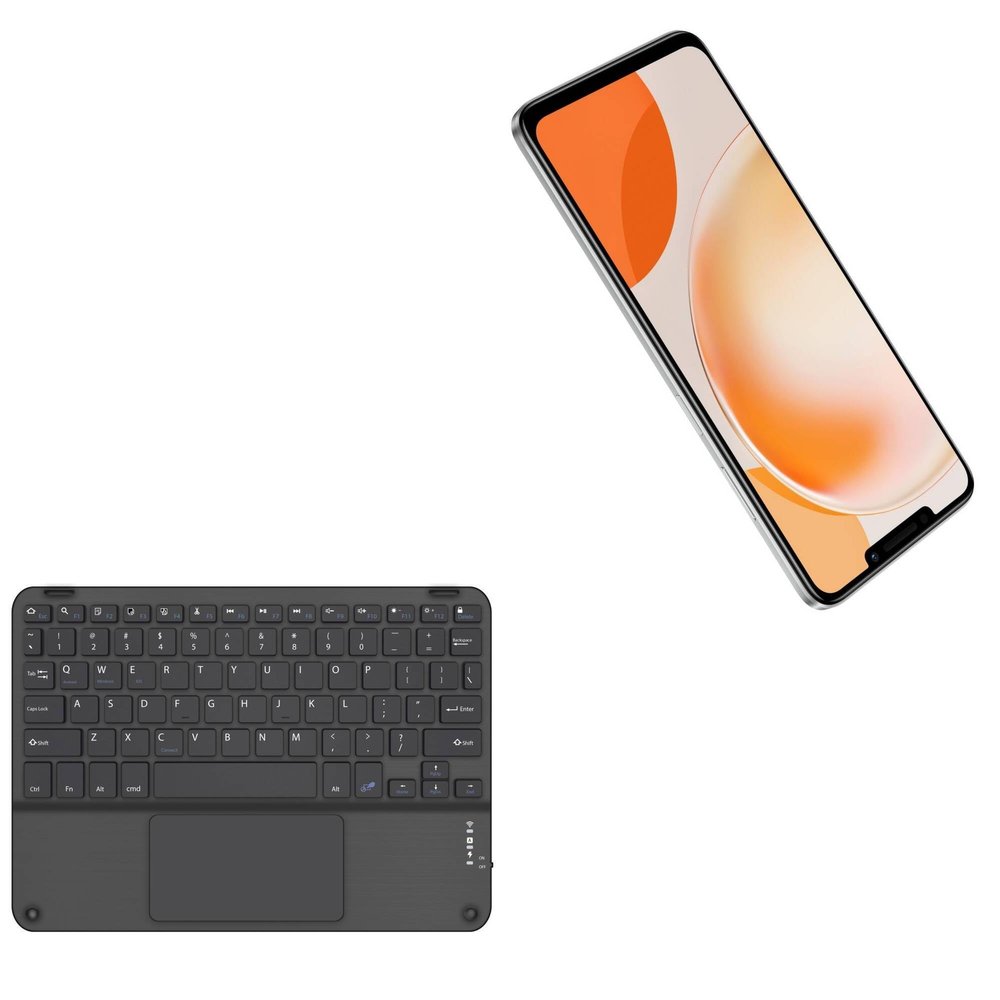 BoxWave Keyboard Compatible with Huawei Nova Y91 - SlimKeys Bluetooth Keyboard with Trackpad, Portable Slim TouchPad - Jet Black