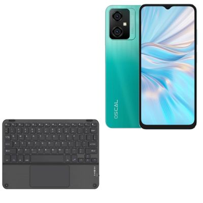 BoxWave Keyboard Compatible with Blackview Oscal C70 - SlimKeys Bluetooth Keyboard with Trackpad, Portable Slim TouchPad - Jet Black