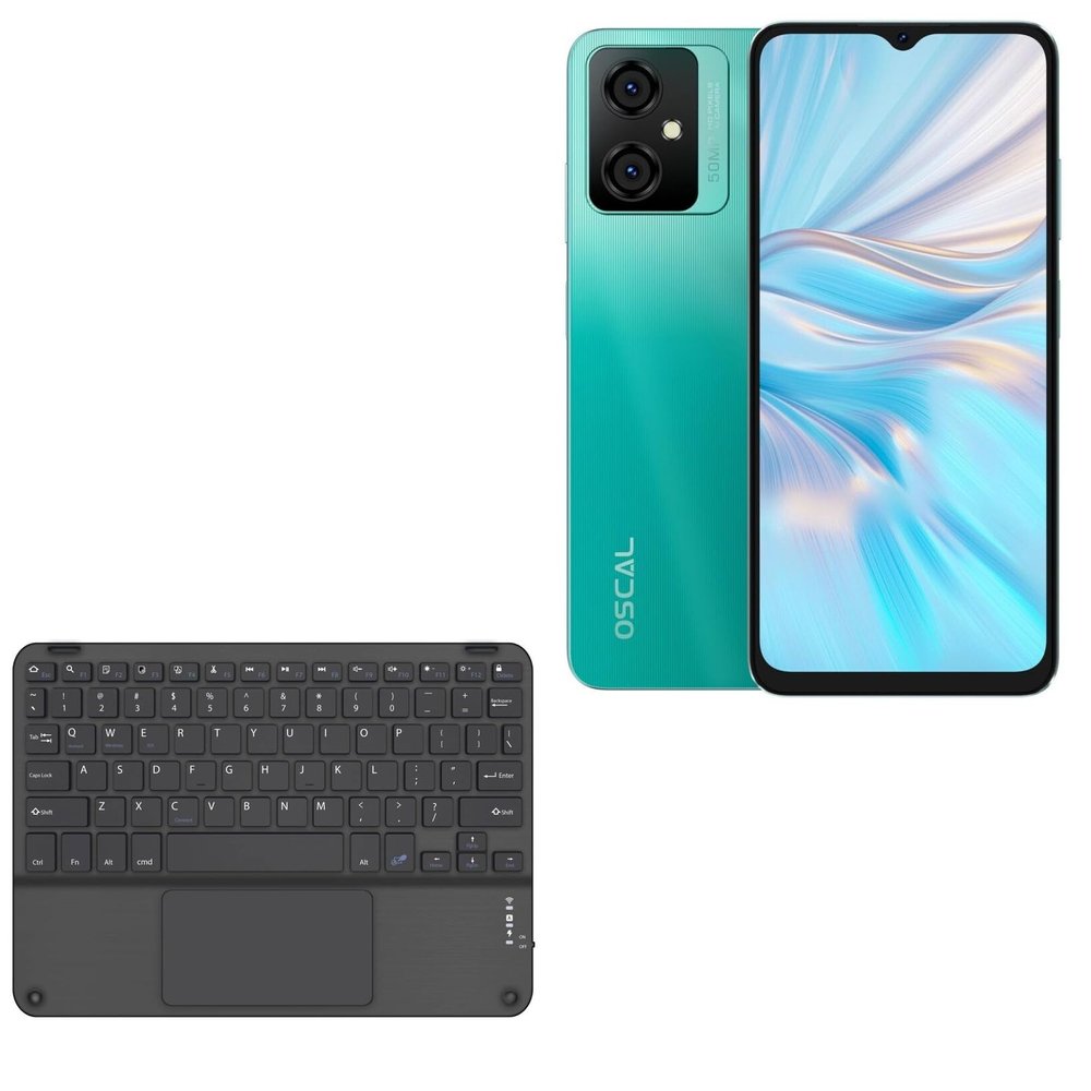 BoxWave Keyboard Compatible with Blackview Oscal C70 - SlimKeys Bluetooth Keyboard with Trackpad, Portable Slim TouchPad - Jet Black