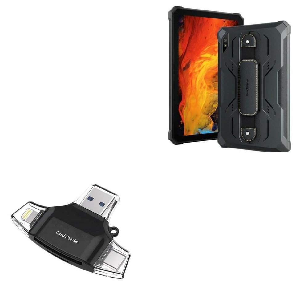 BoxWave Smart Gadget Compatible with Blackview Active 8 Pro - AllReader SD Card Reader, microSD Card Reader SD Compact USB - Jet Black