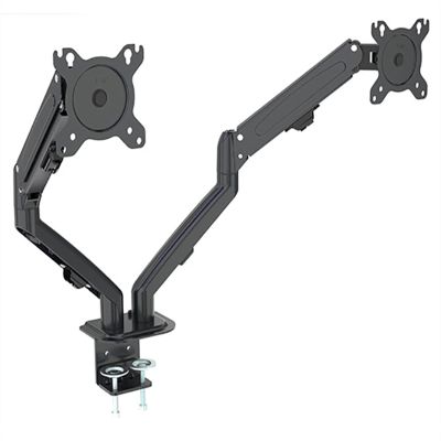Listed TV Mount Dual Monitor Stand - Height Adjustable Gas Spring Double Arm Monitor Mount Desk Stand Fits Two 13~27" Screens, Each Arm Holds Up to 15.4lbs Motion TV Bracket