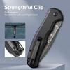 CIVIVI Button Lock Praxis Pocket Knife for EDC, Upgrade Folding Knife with Flipper 3.75" Damascus Blade plus Aluminum Handle, Cool Precious Gift for Men Women C18026E-DS1 view 4