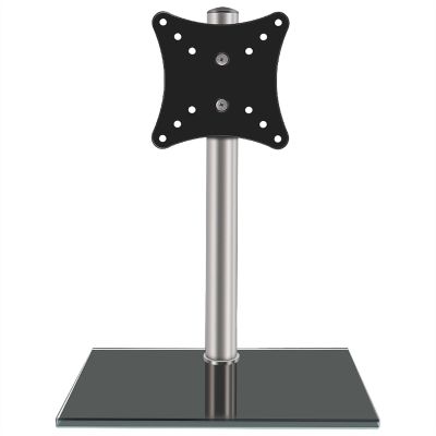 GLigeT Listed TV Mount Black Single Monitor Bracket, Freestanding Desktop Monitor Stand with Sleek Glass Base, Adjustable Monitor Arm for 14-27" ScreensHolds up to 22lbs Motion TV Bracket