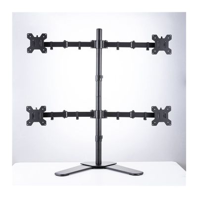 Listed TV Mount Quad Four Monitor Mount Stand, Height Adjustable Free Standing 4 Screen Mount, Steel Monitor Desk Mount Bracket Fits Monitors Up to 32 Inches Motion TV Bracket