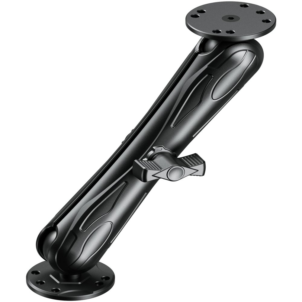 VAZESWIN Aluminum Alloy Fish Finder Mount with 1.5" Ball AMPS Hole Round Plates, 9.1" Long Arm Marine Electronic Mount Tablet Holder for Garmin, Lowrance, Humminbird, Raymarine and More