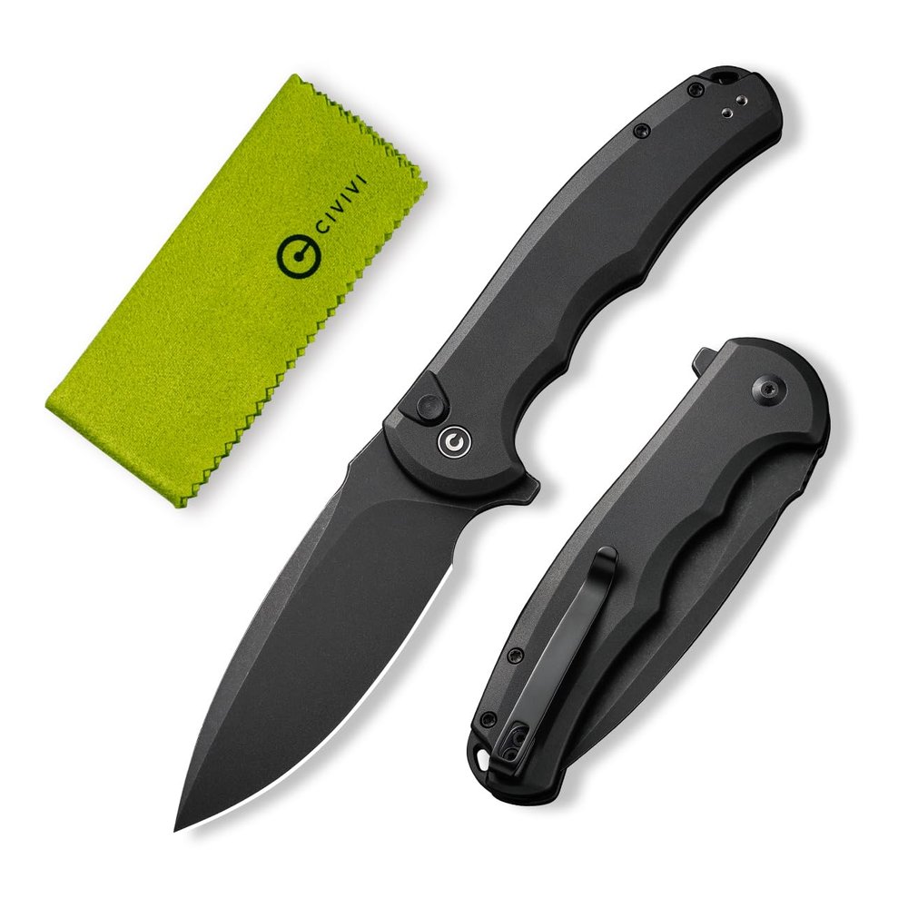 CIVIVI Button Lock Praxis Pocket Knife for EDC, Folding Knife Upgrade with Flipper 3.75" Nitro-V Blade plus Aluminum Handle, Cool Stylish Gift for Men Women C18026E-1