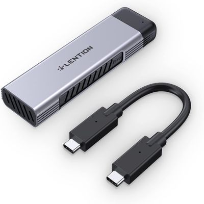 LENTION M.2 NVMe SSD Enclosure Adapter USB 3.1 10Gbps to M.2 SSD 2tb External Hard Drive, External SSD Supports NVME M-Key/(B+M), UASP for SSD Size 2280/2260/2242/2230(C9Elite, Space Gray)