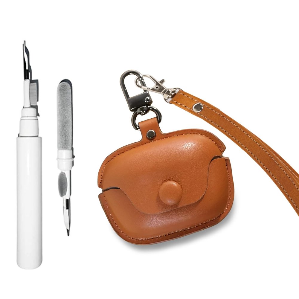 2 in 1 SKPY Portable with Secure Snap-Fastener Leather Case Compatible with JBL Tune Beam Leather Cover with Lanyard Cleaning Tools for Boys Girls Womens Mens