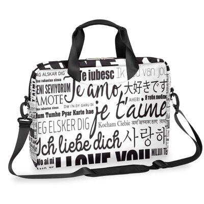 bisibuy I Love You Different Language Laptop Bag 16 Inch with Shoulder Straps & Handle Water-Resistant Durable Messenger Bag for Men Women Business Office Travel Gifts