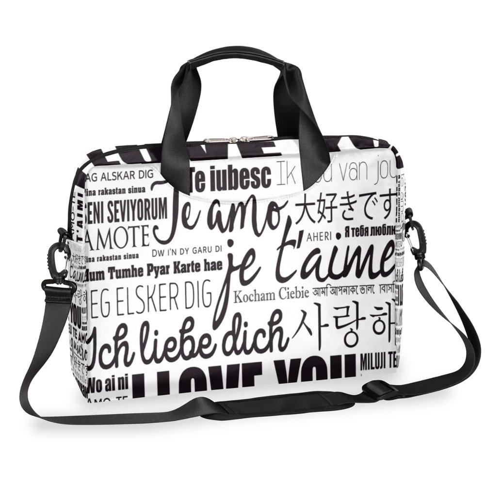 bisibuy I Love You Different Language Laptop Bag 16 Inch with Shoulder Straps & Handle Water-Resistant Durable Messenger Bag for Men Women Business Office Travel Gifts