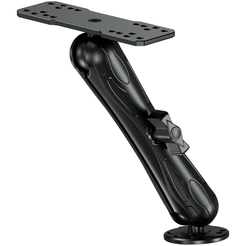 VAZESWIN Aluminum Alloy Fish Finder Mount with C Size 1.5" Ball Rectangular Plate & Round Base, 9.1" Long Arm Marine Electronic Mount Compatible with Garmin, Lowrance, Humminbird, Raymarine and More
