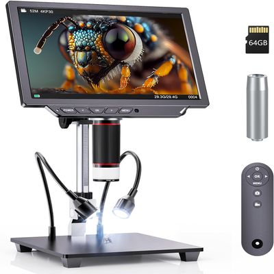 Dcorn 4K Digital Microscope - 2000X Magnification, 10" Coin Microscope with 52MP Camera Sensor, Perfect for Soldering, Electronics Repair,and Full Coin Observation, 64GB Included