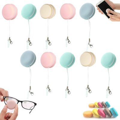 VERAMY Zabernim-4 Screen Cleaner, Macaron Phone Screen Cleaner,Zabernim Screen and Eyeglass Brush, Creative Macaron Shape Mobile Phone Screen Wipe Pendant (10pcs)