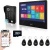 1080P Video Door Phone Apartment Doorbell Intercom System,10 Inch Wired Touch Monitor,Supporting 5 in 1 Unlcking,Motion Detecting Wireless Tuya for Home Villa,32G view 1