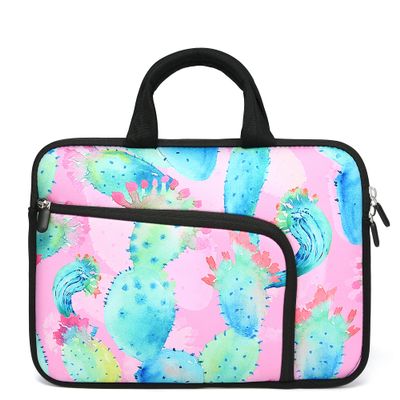 11 11.6 12 12.1 12.5 inches Laptop Sleeve Chromebook Case Ultrabook Case Notebook Sleeve PC Messenger Bag Tablet Case Neoprene Handle Sleeve for Men Women, Two Pockets(Colorful Cactus)