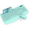 Wireless Keyboard and Mouse Combo - Full-Sized Ergonomic Keyboard with Wrist Rest, Phone Holder, Sleep Mode, Silent 2.4GHz Cordless Keyboard Mouse Combo for Computer, Laptop, PC, Mac, Windows (Green) view 1