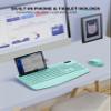 Wireless Keyboard and Mouse Combo - Full-Sized Ergonomic Keyboard with Wrist Rest, Phone Holder, Sleep Mode, Silent 2.4GHz Cordless Keyboard Mouse Combo for Computer, Laptop, PC, Mac, Windows (Green) view 3