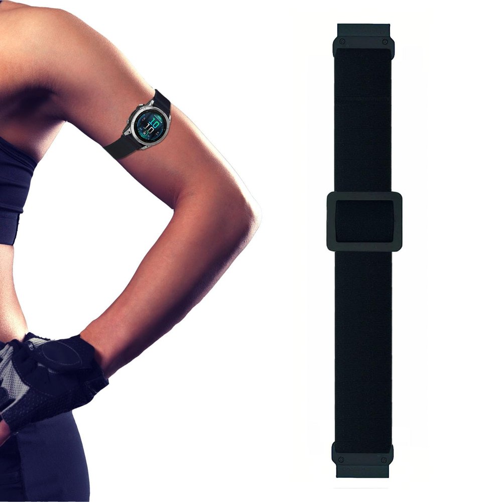 22mm Elastic Arm/Ankle Band with Ladder Lock for Garmin Fenix 8 Fenix E Epix Pro 47mm/Fenix 7/6 Pro/5 Plus, Stretchy Band for Men and Women, Black, Medium