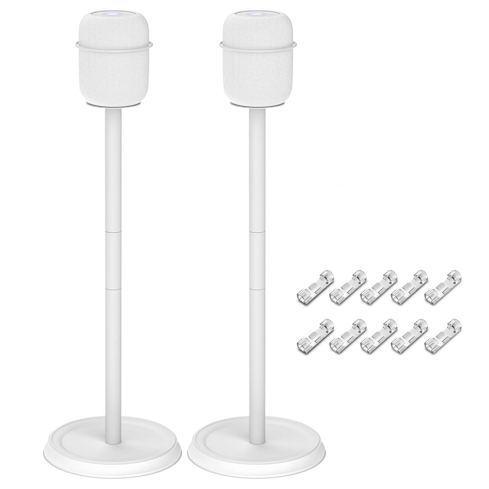 Heavy Duty Speaker Stand for Homepod 1 and Homepod 2 Stand Floor Speaker Stands for HomePod 1st and 2nd Easy to Install, 2 Pack-White