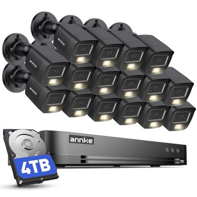 ANNKE 16CH Wired Security Camera System with Mic/Audio, 8MP H.265+ 16 Channel DVR with AI Human/Vehicle Detection, 16x IP67 CCTV 3K Cam with Dual Color Night Vision, Compatible with Alexa, 4TB HDD