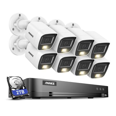 ANNKE 16CH Security Camera System, 8MP H.265+ 4K Surveillance AI DVR and 8X 3K 2960 * 1665 CCTV Camera with Smart Dual Light, Built-in Mic, AI Human/Vehicle Detection, Work with Alexa, 2TB Hard Drive