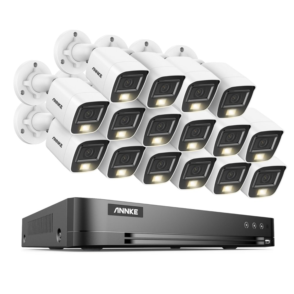 ANNKE 16CH Security Camera System, 8MP H.265+ 4K Surveillance AI DVR and 16x 3K 2960 * 1667 CCTV Camera with Smart Dual Light, Built-in Mic, AI Human/Vehicle Detection, Work with Alexa, NO Hard Drive