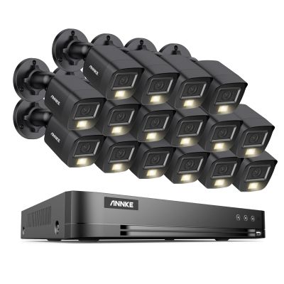 ANNKE 16CH Wired Security Camera System with Mic/Audio, 8MP H.265+ 16 Channel DVR with AI Human/Vehicle Detection, 16x IP67 CCTV 3K Cam with Dual Color Night Vision, Compatible with Alexa, NO HDD