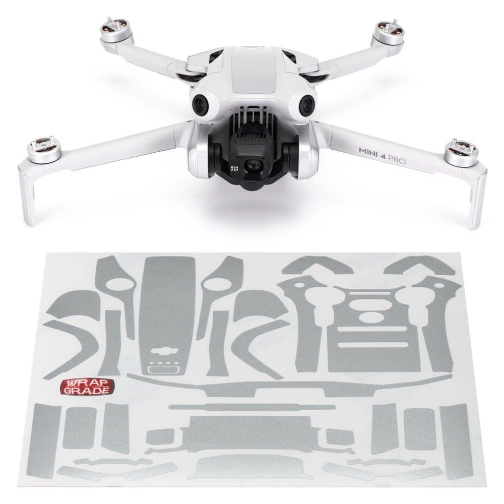 WRAPGRADE Skin Stickers Compatible with DJI Mini 4 Pro | Accent Color (Airforce Silver)