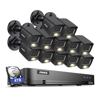 ANNKE 16CH Wired Security Camera System with Mic/Audio, 8MP H.265+ 16 Channel DVR with AI Human/Vehicle Detection, 12x IP67 CCTV 3K Cam with Dual Color Night Vision, Compatible with Alexa, 4TB HDD