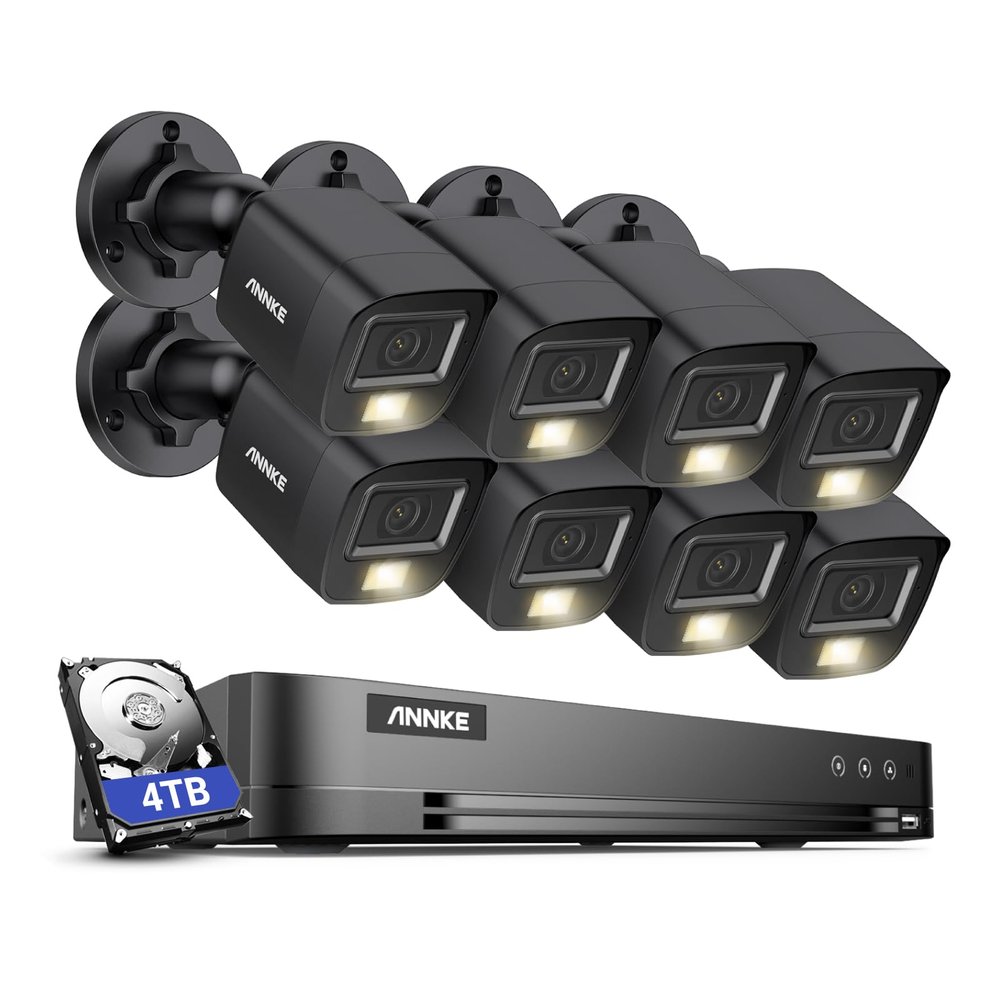 ANNKE 16CH Wired Security Camera System with Mic/Audio, 8MP H.265+ 16 Channel DVR with AI Human/Vehicle Detection, 8X IP67 CCTV 3K Cam with Dual Color Night Vision, Compatible with Alexa, 4TB HDD
