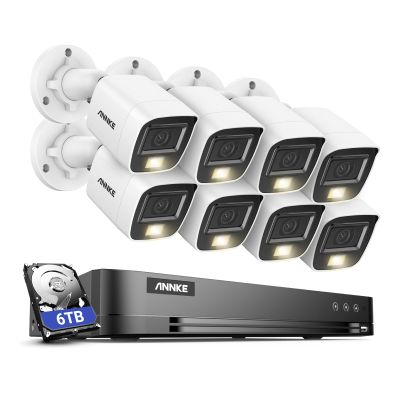 ANNKE 16CH Security Camera System, 8MP H.265+ 4K Surveillance AI DVR and 8X 3K 2960 * 1665 CCTV Camera with Smart Dual Light, Built-in Mic, AI Human/Vehicle Detection, Work with Alexa, 6TB Hard Drive