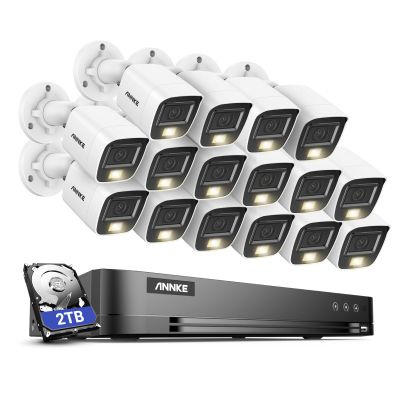 ANNKE 16CH Security Camera System, 8MP H.265+ 4K Surveillance AI DVR and 16x 3K 2960*1665 CCTV Camera with Smart Dual Light, Built-in Mic, AI Human/Vehicle Detection, Work with Alexa, 2TB Hard Drive