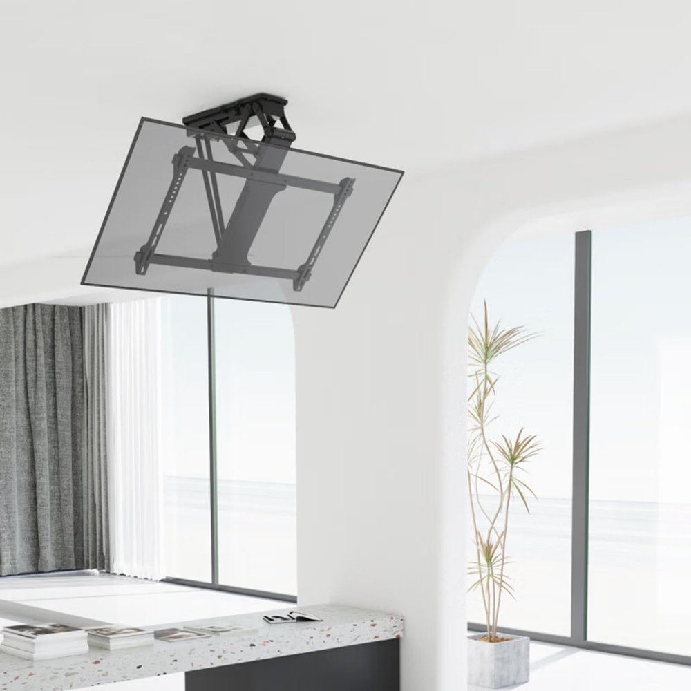 THEGA Electric Ceiling TV Mount - Motorized Ceiling TV Mount, TV Wall Brackets and Tilt Mounting Brackets for 32-75 Inch TV, Left/Right Rotation of 90 Electric TV Lift
