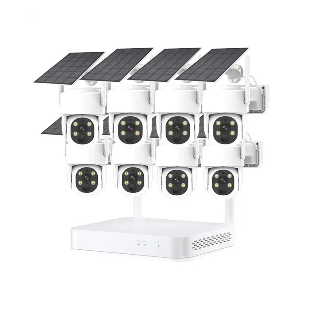 8CH 4MP Solar Power Security Camera System, Outdoor Wireless Full HD CCTV WiFi Solar Surveillance NVR Kit with Two-Way Audio, Color Night Vision, Human Detection
