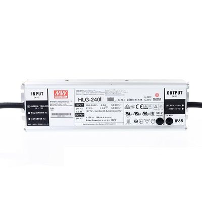 Mean Well HLG 240W 12V 16A LED Driver HLG-240H-12B Switching Power Supply Converter Transformer with IP67, PFC Function, Metal Case, 3 in 1 Dimming