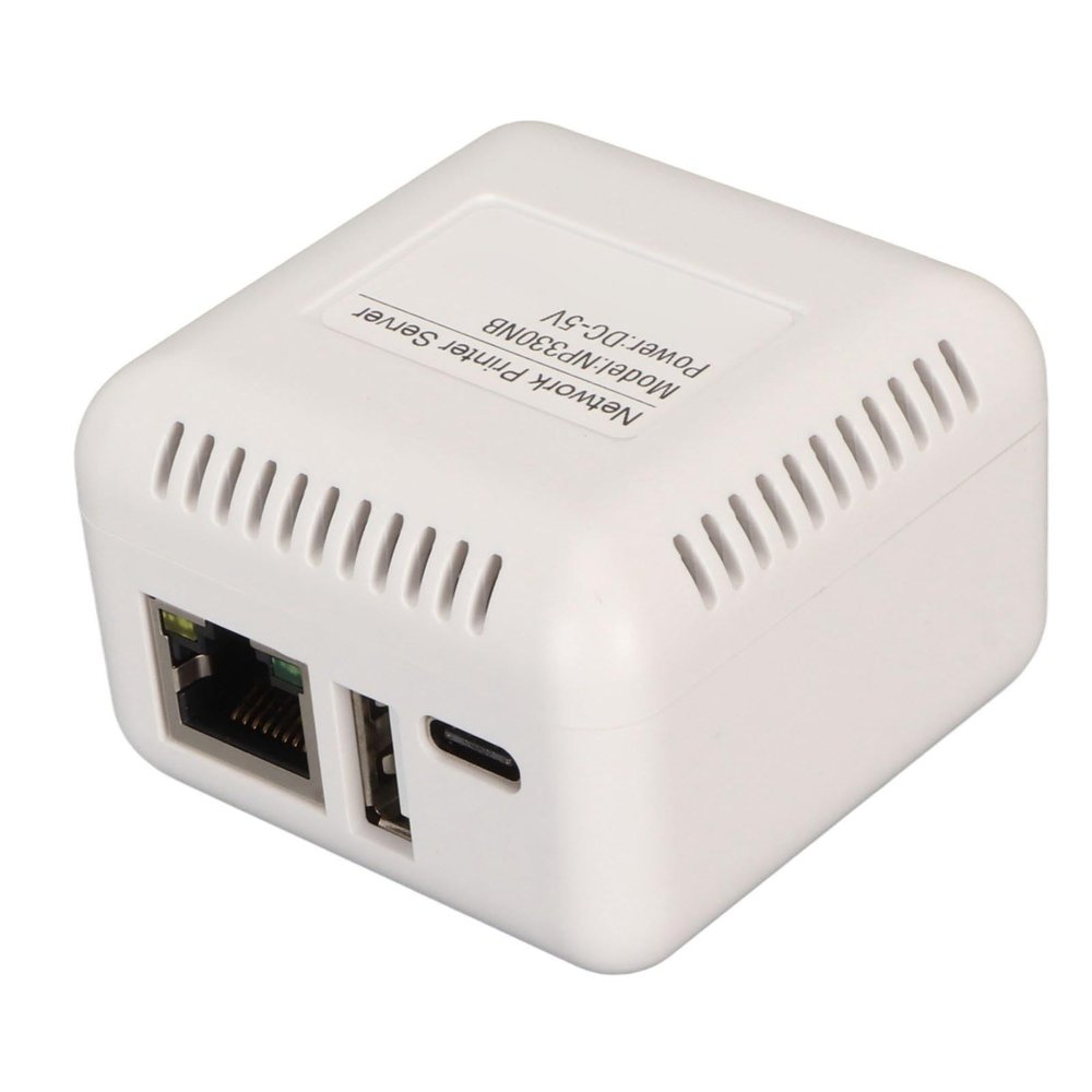 Sxhlseller Network USB 2.0 Printer Server, LAN USB Print Server Adapter, Print Server Support BT Connection for for 7, for 8, for 10 (US Plug)