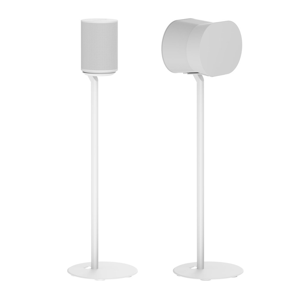 ynVISION.DESIGN Fixed Height Floor Stands Compatible with Sonos Era 100, Era 300 Speakers - Surround Sound Speaker Stands with Built-In Cable Management, Sleek and Secure, 28.2 inches tall, Pair White