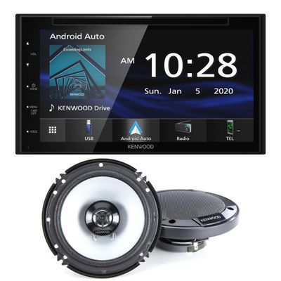 Kenwood DDX5707S Multimedia Receiver Compatible with Apple CarPlay & Android Auto with KFC-1666S 6-1/2" 2-Way Speaker System