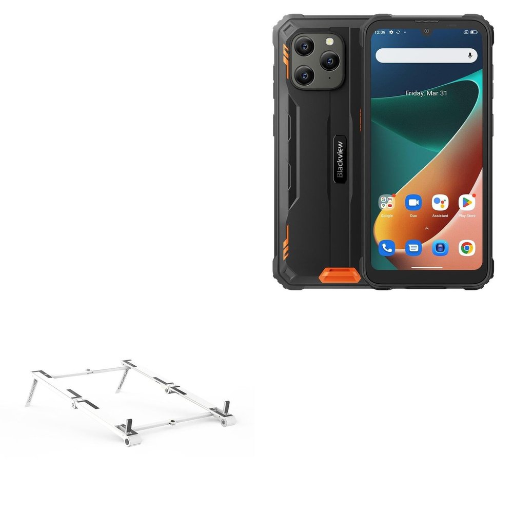 BoxWave Stand and Mount Compatible with Blackview BV5300 Pro - Pocket Aluminum Stand 3-in-1, Portable Multi Angle Viewing Riser - Metallic Silver