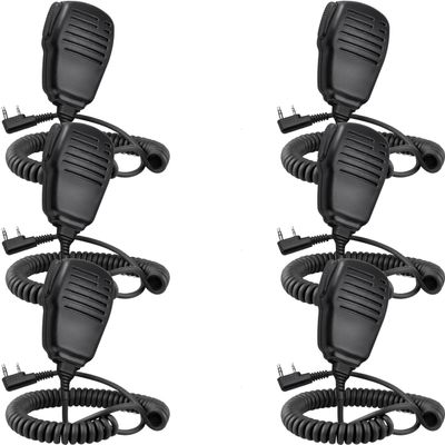 SAMCOM Speaker Mic for Two Way Radios, 2 Pin K Type Walkie Talkies Shoulder Mic with Reinforced Cable, 2-Way Radio Handheld/Wearable Microphone for FPCN30A FPCN10A Radio, 6 Pcs, Black