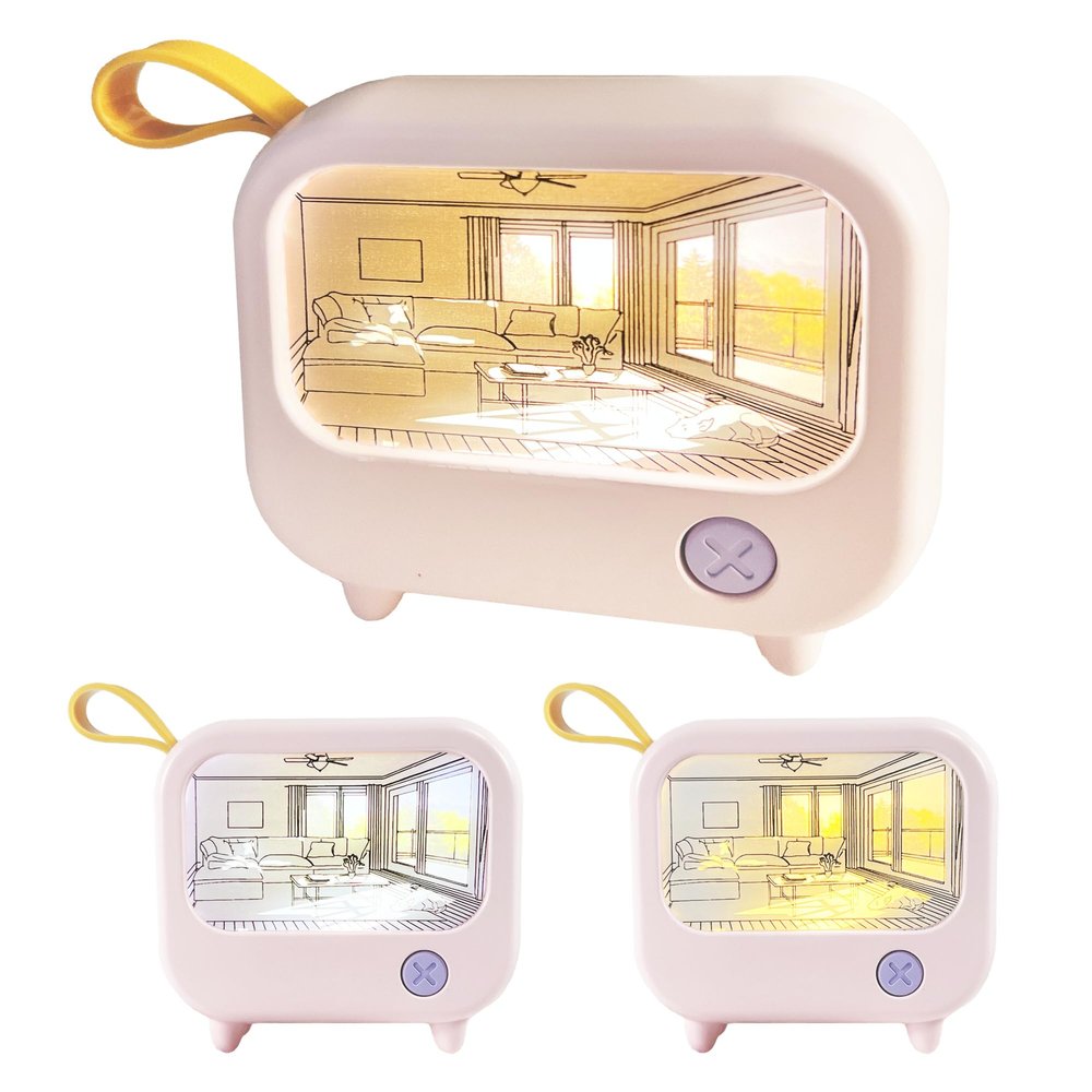 Leafre Mini Painting Night Light- Pink | 2 Color Mode | Portable & Rechargeable | 1 Button Easy-to-Use Control | Desk & Bedside Night Light for Kids