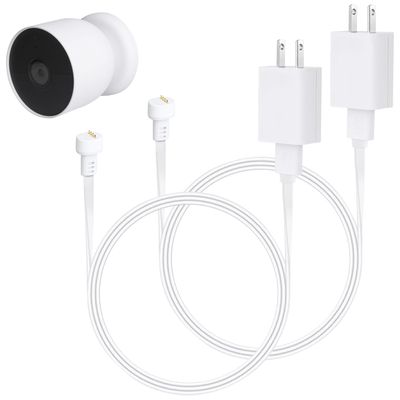 2Pack Power Adapter Compatible with Google Nest Cam Outdoor or Indoor, Battery - 6.5ft/2m Weatherproof Outdoor Charger Cable Power Your Camera Continuously- White