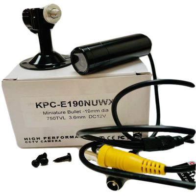 KPC-E190NUWX Miniature Bullet Camera with 750TVL 3.6MM DC12V, Horizontal Resolution, Digital Day & Night, Includes Mounting Bracket