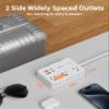 DEPOW Surge Protector Power Strip with Flat Plug, 3 FT Extension Cord with 6 AC Outlets 4 USB Ports,1050J Surge Protection, Wall Mountable Charging Station for Office, Home, White view 3