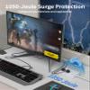 DEPOW Surge Protector Power Strip with Flat Plug, 3 FT Extension Cord with 6 AC Outlets 4 USB Ports,1050J Surge Protection, Wall Mountable Charging Station for Office, Home, White view 4