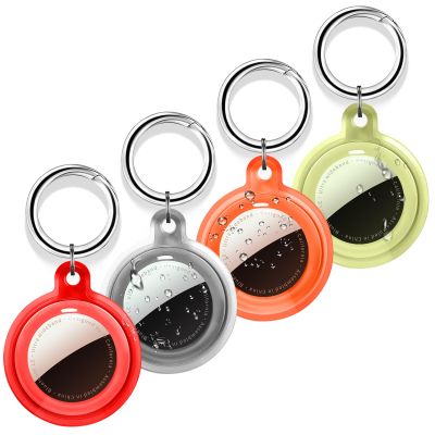 Compatible with AirTag Holder Case with Keychain, 4 Pack Shockproof & Anti-Scratch Protect Case for Airtag, GPS Tracker Accessories for Pet, Kids, Bags, Keys4 Colors