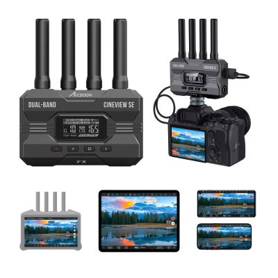 Accsoon CineView SE Wireless Video Transmitter Receiver SDI HDMI Video Transmission Systems 1080P Dual-Band 50ms Latency 1200ft Range, 4 Devices Monitoring, Pair CineView M7 Pro/HE/2 SDI (TX RX)